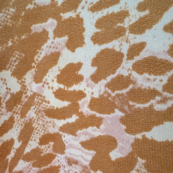 NWT Laila Ali lace up hoodie tan & pink animal print w/metallic embroidery. Sz S - Picture 6 of 11